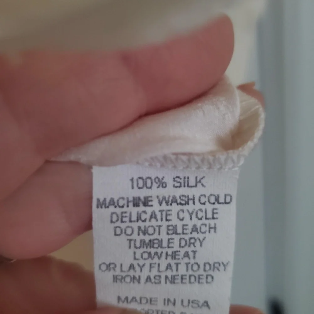 ALY WEAR 100% SILK WHITE KIMONO SLEEVE BUTTON DOWN BLOUSE - SIZE SM - Picture 4 of 5